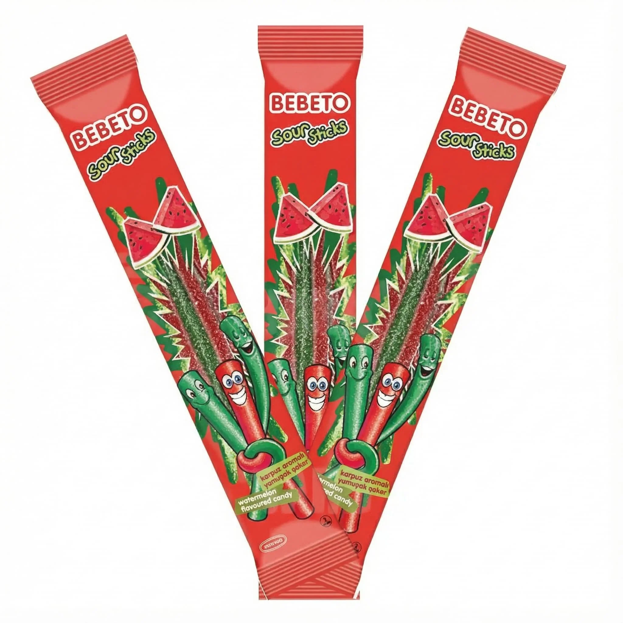3 bags of Bebeto Sour Sticks Watermelon – Soft Chewy Candy Three bags