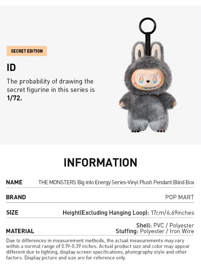 THE MONSTERS Big into Energy Series-Vinyl Plush Pendant Blind Box Labubu - Image 8